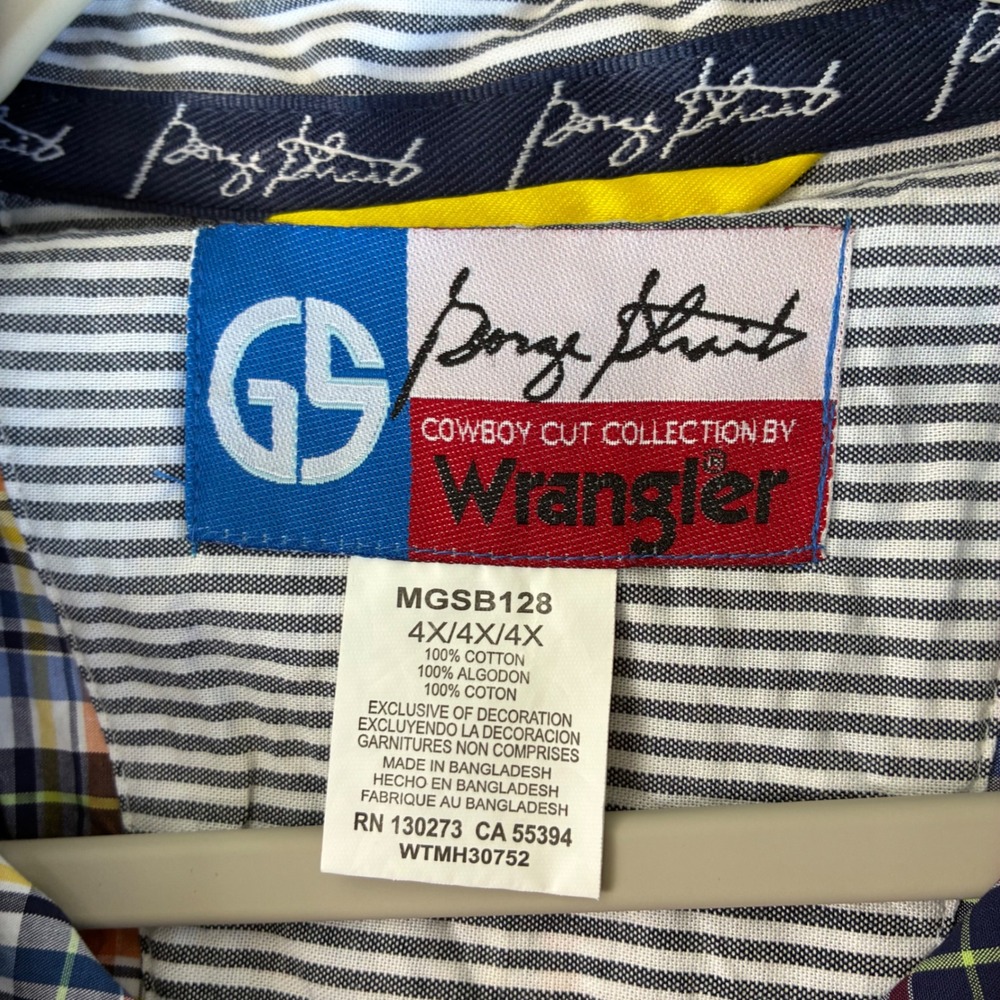 Wrangler George Strait Cowboy Cut Plaid Western Shirt Mens 4XL MGSB128 - Picture 7 of 14